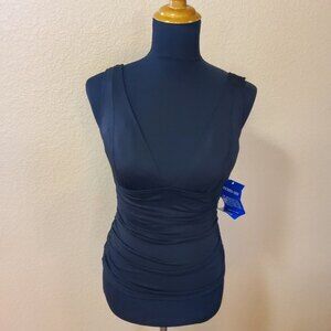 Inches Off Black Swimsuit Tankiny Bikini Top Size 10 New